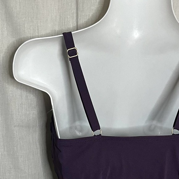 Land’s End Women's Purple Twist Front Lined & Lightly Padded Tankini Top Sz 2 - Picture 7 of 12